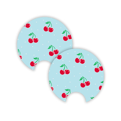 Blue Cherry Patterned Coasters