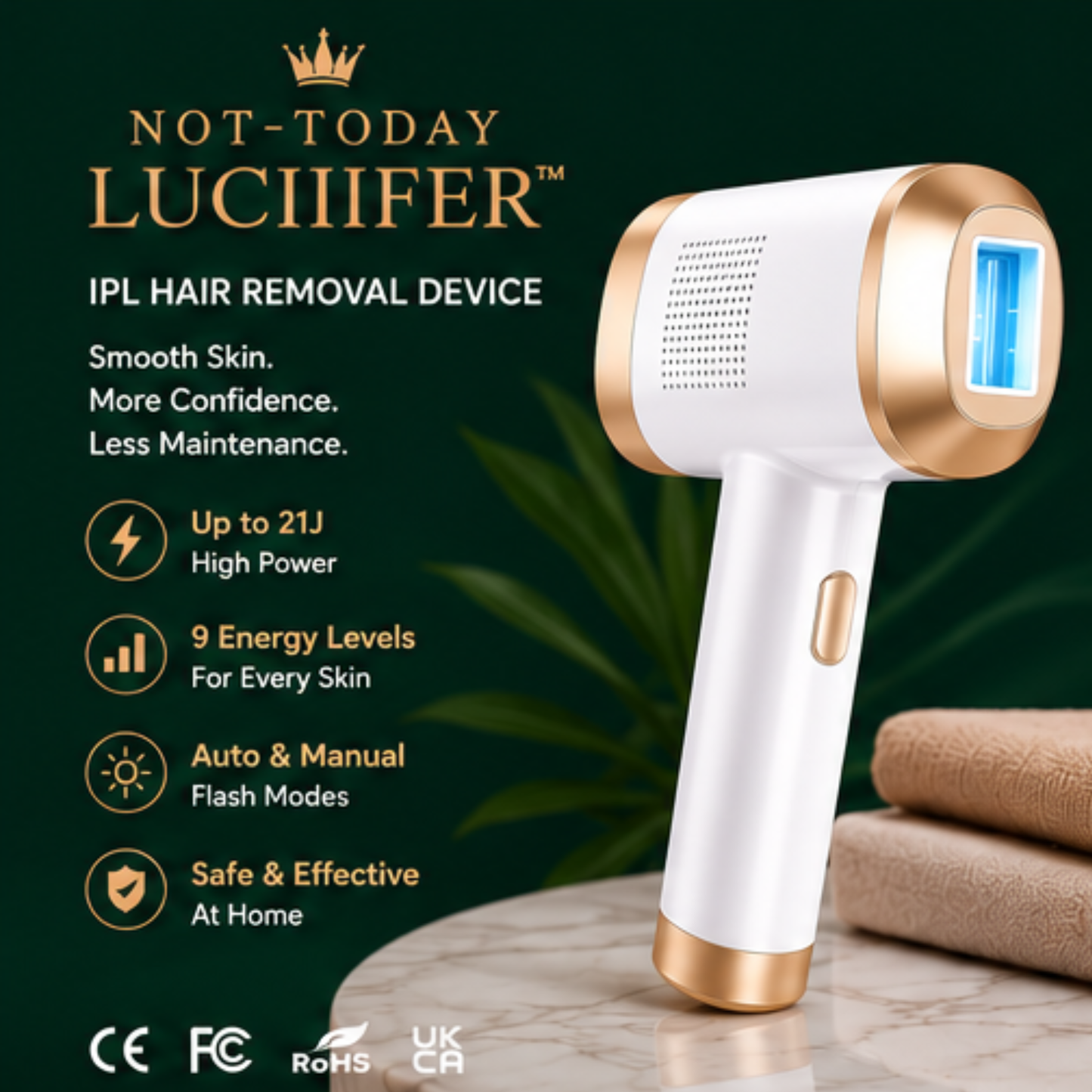 Laser Hair Removal Device for Women & Men, 21J, 9 Energy Levels, Auto & Manual Modes, Permanent Hair Reduction